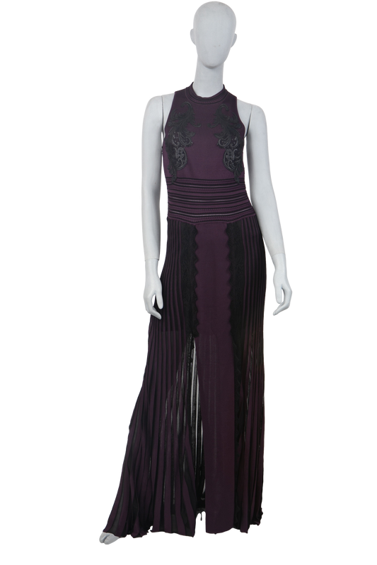 ROBERTO CAVALLI DRESS LONG PURPLE & BLACK