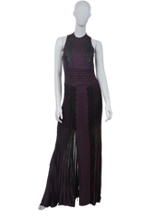 ROBERTO CAVALLI DRESS LONG PURPLE & BLACK