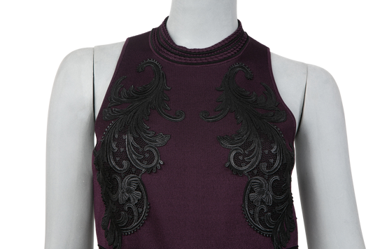 ROBERTO CAVALLI DRESS LONG PURPLE & BLACK