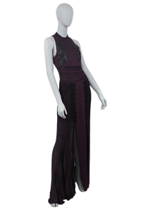 ROBERTO CAVALLI DRESS LONG PURPLE & BLACK