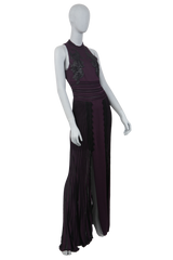 ROBERTO CAVALLI DRESS LONG PURPLE & BLACK