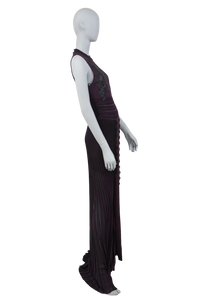 ROBERTO CAVALLI DRESS LONG PURPLE & BLACK
