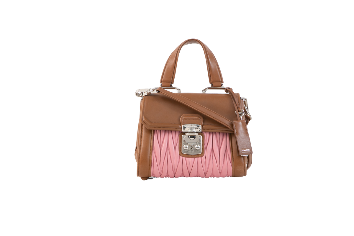 MIU MIU TOP HANDLE MATELASSE ROSE & CANELA