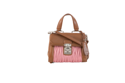 MIU MIU TOP HANDLE MATELASSE ROSE & CANELA