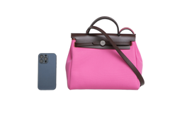 HERMÈS HERBAG 31 TOILE OFFICIER VACHE HUNTER PM 31 BUBBLEGUM RUBIS ROUGE 2024