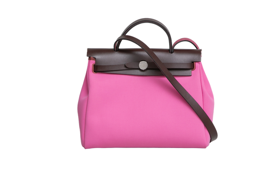 HERMÈS HERBAG 31 TOILE OFFICIER VACHE HUNTER PM 31 BUBBLEGUM RUBIS ROUGE 2024