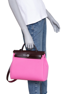 HERMÈS HERBAG 31 TOILE OFFICIER VACHE HUNTER PM 31 BUBBLEGUM RUBIS ROUGE 2024