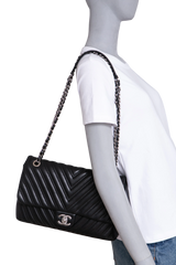 CHANEL CLASSIC SF JUMBO CHEVRON BLACK