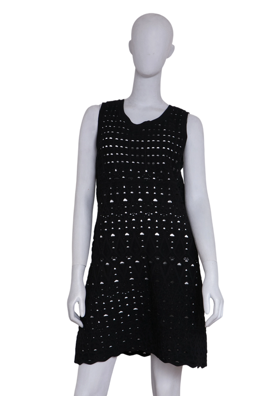 CHANEL DRESS SLEEVELESS BLEND CROCHET BLACK