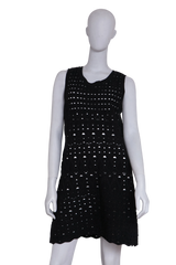 CHANEL DRESS SLEEVELESS BLEND CROCHET BLACK