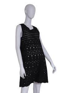CHANEL DRESS SLEEVELESS BLEND CROCHET BLACK