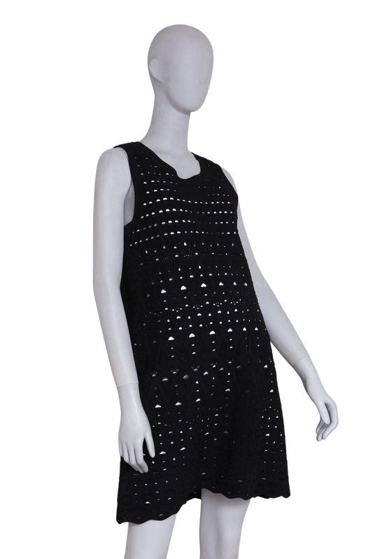CHANEL DRESS SLEEVELESS BLEND CROCHET BLACK
