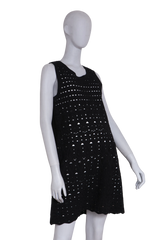 CHANEL DRESS SLEEVELESS BLEND CROCHET BLACK