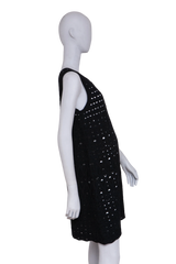 CHANEL DRESS SLEEVELESS BLEND CROCHET BLACK
