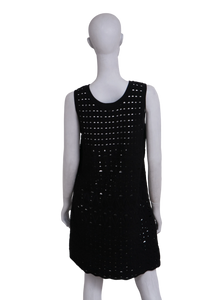 CHANEL DRESS SLEEVELESS BLEND CROCHET BLACK