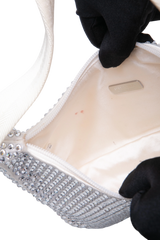 PRADA RE-EDITION 2000 OFF WHITE SATIN RHINESTONE