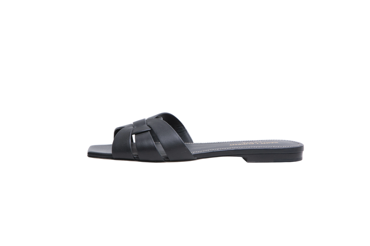 YSL SANDAL FLAT TRIBUTE BLACK - 34 BR