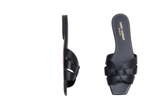 YSL SANDAL FLAT TRIBUTE BLACK - 34 BR