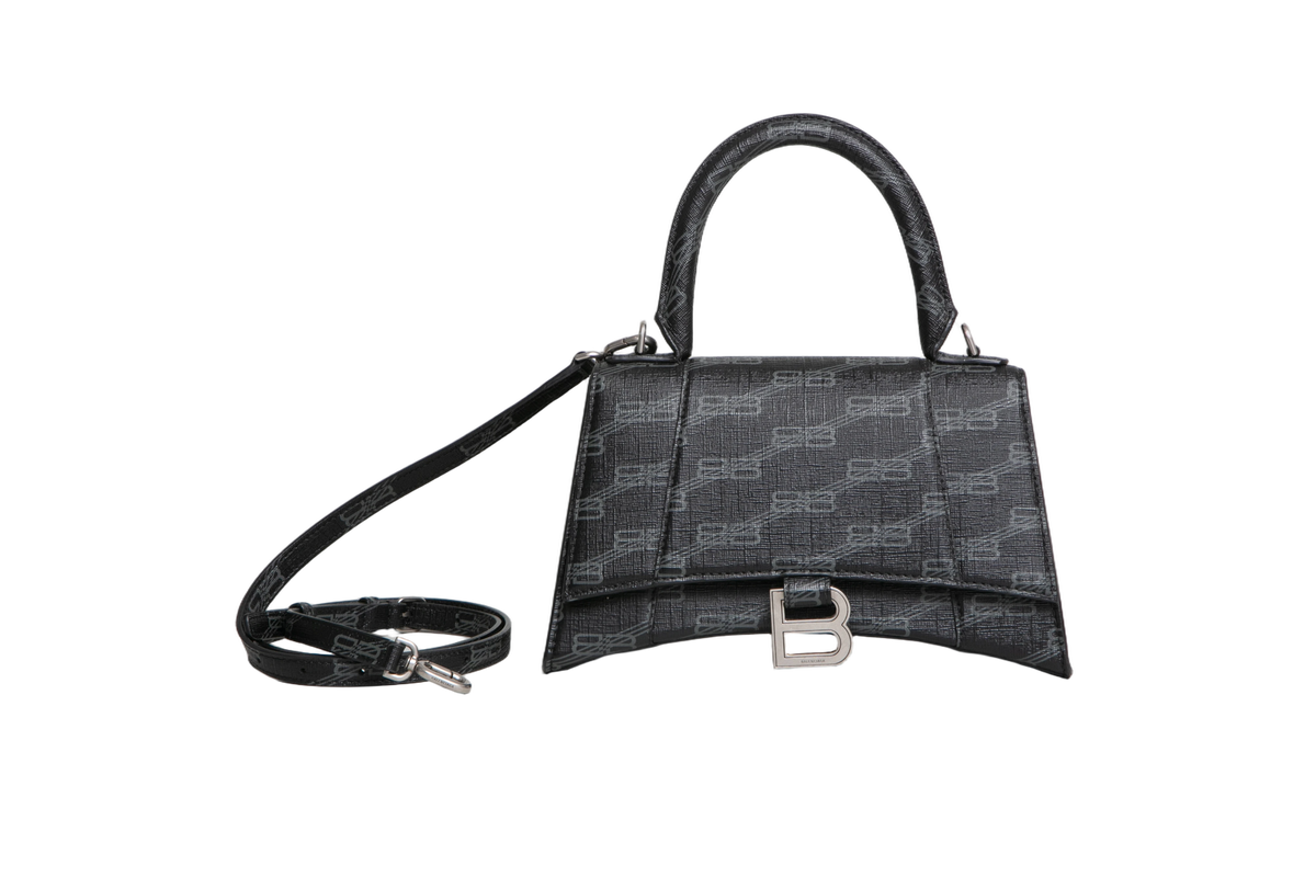 BALENCIAGA HOURGLASS SMALL BB MONOGRAM BLACK