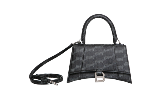 BALENCIAGA HOURGLASS SMALL BB MONOGRAM BLACK