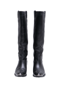 CELINE HIGH BOOTS WESTERN W/METAL TOE IN BLACK - 38 BR