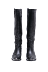CELINE HIGH BOOTS WESTERN W/METAL TOE IN BLACK - 38 BR