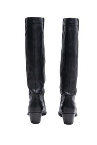 CELINE HIGH BOOTS WESTERN W/METAL TOE IN BLACK - 38 BR