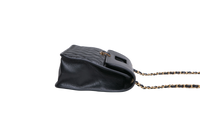 CHANEL AGED CALFSKIN GRAPHIC CATCH FLAP BLACK