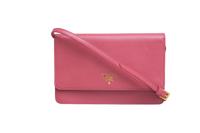 PRADA WOC FLAP ON STRAP SAFFIANO PINK