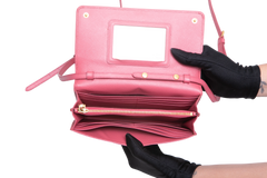 PRADA WOC FLAP ON STRAP SAFFIANO PINK