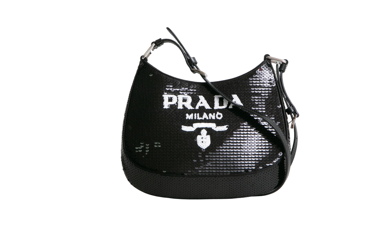 PRADA CLEO BAG SEQUINS BLACK