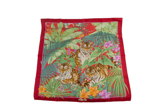 FERRAGAMO CARRE SILK ROUGE TIGRE