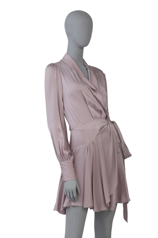 DESAPEGO ANA PAULA SIEBERT JUSTUS  ZIMMERMANN DRESS RUFFLED SLK-SATIN MINI WRAP LILAC