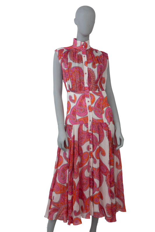 DESAPEGO ANA PAULA SIEBERT JUSTUS ZIMMERMANN DRESS PEGGY SLEEVELESS MAGENTA IVOIRY PAISLEY