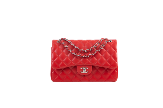 CHANEL JUMBO DOUBLE FLAP RED LAMBSKIN
