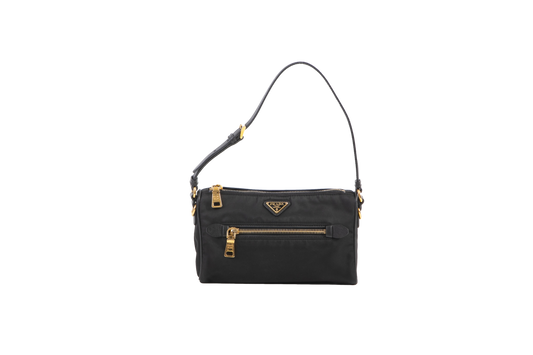 PRADA SACCA SOTTOSPALLA ZIP NYLON BLACK