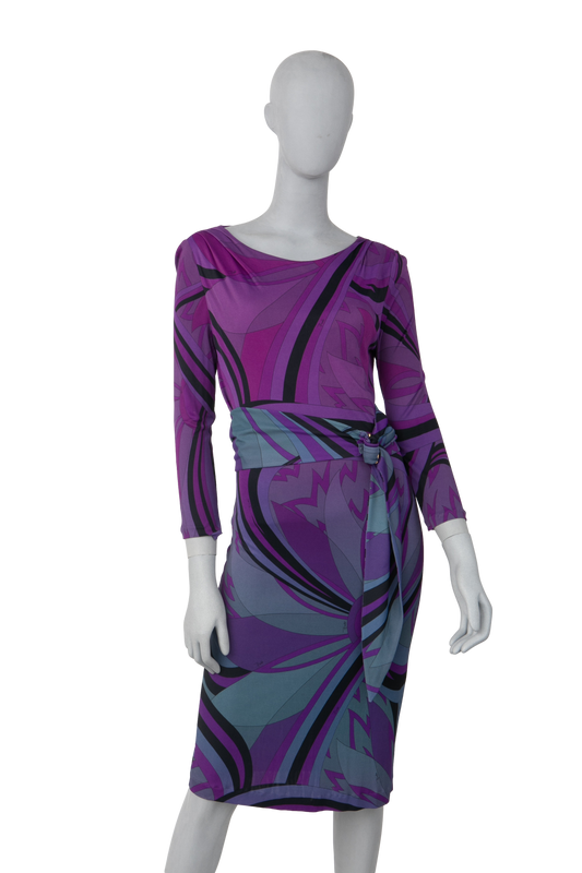 PUCCI DRESS TUBE LONG SLEEVE PURPLE BELT