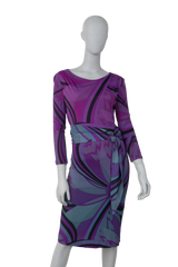 PUCCI DRESS TUBE LONG SLEEVE PURPLE BELT