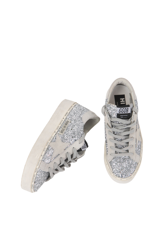 GOLDEN GOOSE SUPER-STAR SILVER GLITTER