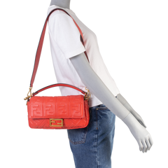 FENDI BAGUETTE EMBOSSED FF CORAL