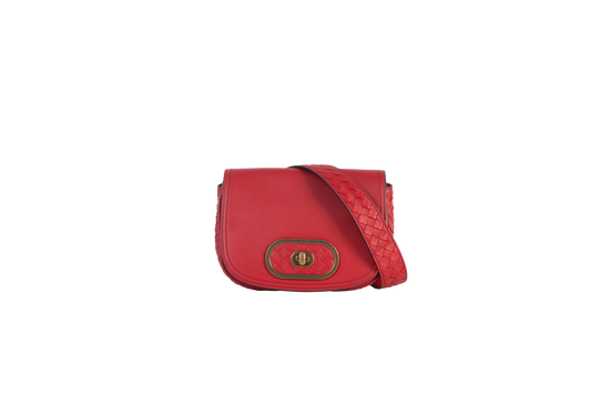 BOTTEGA VENETA INTRECCIATO TRIMMED LUNA RED