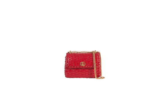GUCCI RED GLAZED WICKER SMALL LINEA CESTINO