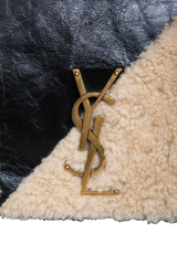 YSL JAMIE 4.0 LARGE SHEARLING PATCHWORK AND LEATHER BLACK/BEIGE