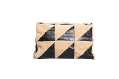 YSL JAMIE 4.0 LARGE SHEARLING PATCHWORK AND LEATHER BLACK/BEIGE
