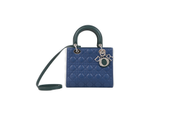 DIOR LADY DIOR MEDIUM BLUE/GREEN/OFF WHITE