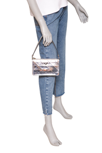 PRADA SPAZZOLATO METAL TRIANGLE PATTERNED MINI SILVER