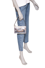 PRADA SPAZZOLATO METAL TRIANGLE PATTERNED MINI SILVER