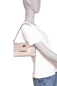 PRADA SPAZZOLATO METAL TRIANGLE PATTERNED MINI SILVER