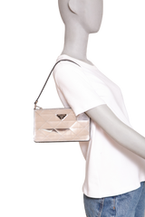 PRADA SPAZZOLATO METAL TRIANGLE PATTERNED MINI SILVER