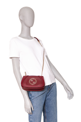 GUCCI BLONDIE CHAIN SMALL LEATHER ROSSO ANCORA
